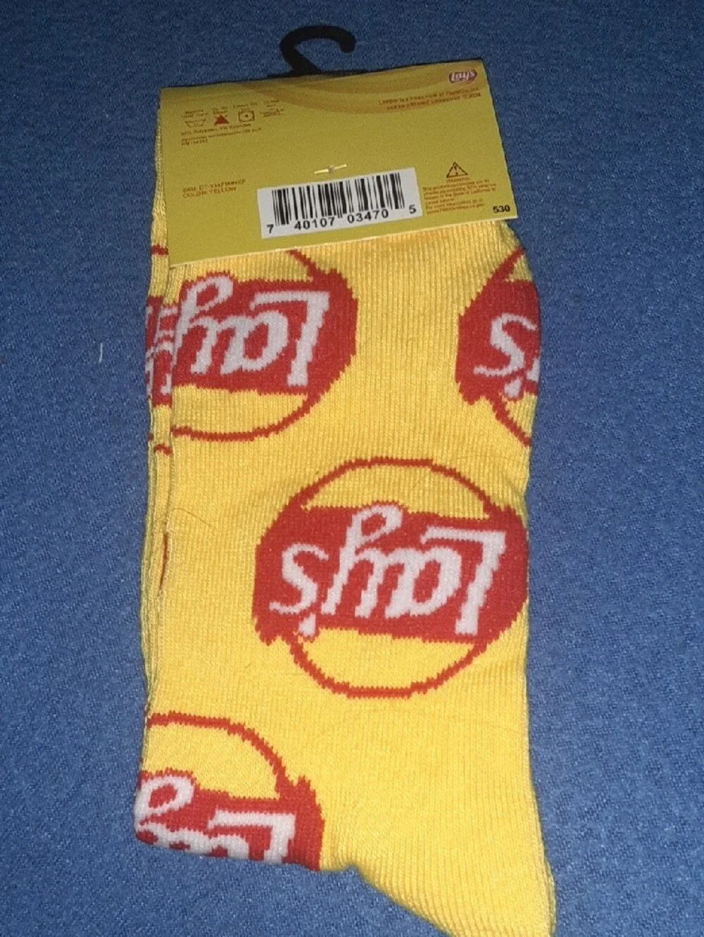 Lay's Logo Crew Socks in Yellow with Red Accents